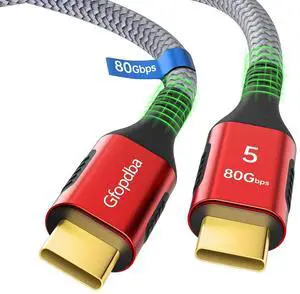 120Gbps Bandwidth USB4 2.0 Cable for Thunderbolt 5 Cable 6.6FT Support 80Gbps PD 240W 8K@165Hz 4K@540Hz for Thunderbolt 4/3 iPhone 16/15 Docking SSD