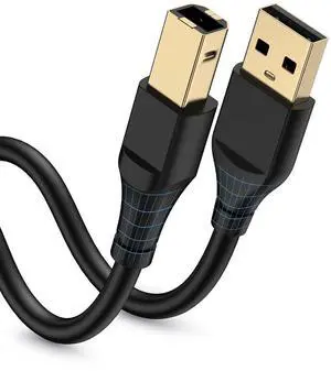 HP Printer Cable 6ft Square USB A to USB B Cable for Printer/Scanner Epson HP Canon Brother Ethernet Print Smoothly Connect to Computer/Laptop/Pc - USB 2.0 Type B Impresora Midi Long Cord 6 Foot