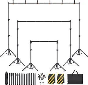 Backdrop Stand Kit - 6 Widths 10x7.5ft Adjustable Background Stand for Parties & Studio Photography
