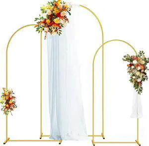 Arch Backdrop Stand Gold Metal Balloon Arch Stand Set of 3 (7.2FT/6.6FT/6FT) for Wedding Ceremony Birthday Party Baby Shower Graduation Ceremony Photo Backdrop Other Occasions Decoration