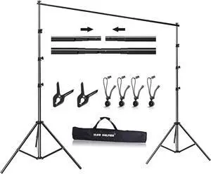 10x 8.5 ft Photo Backdrop Stand Adjustable Photography Background Support System Stand for Photo Video Studio with Carrying Bag Clips Clamps