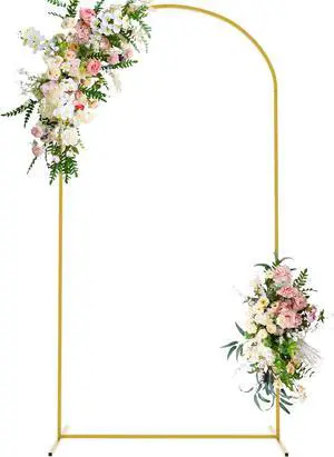 7.2 FT Wedding Arch Backdrop Stand Gold Metal Arch Backdrop Stand for Wedding Ceremony Birthday Party Bridal Baby Shower Photo Booth Garden Floral Balloon Arches Decoration
