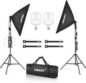 Softbox Photography Lighting Kit 20x28 Professional Softbox Lighting Kit with 40W 6500K LED Bulbs Studio Lights for Photography Video Recording Live Streaming Portraits Shooting Podcast
