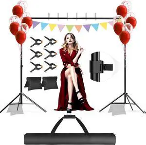 Backdrop Stand Photo Video Studio 10 x 10FT Heavy Duty Adjustable Backdrop Stand Background Support System for Photography Parties Wedding