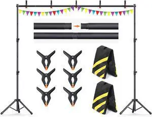 10x7.5Ft Backdrop Stand Heavy Duty Adjustable Photo Back Drop Stand Kit for Parties Photography Banner Stand (Includes Six Background Stand Clamps)