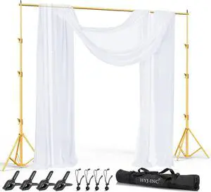 10x10Ft Photography Backdrop Stand - Titanium Gold Adjustable Backdrop Stand for Parties Photo Back Drop Stand Background Support Stand with Carry Bag Clamp.