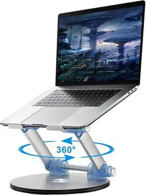 Laptop Stand Base Swivel 360° Well-Built Adjustable Folding Anti-Skid Raise Tilt Align Ergonomic Tablet Strong Laptop Mount Stands Notebook Compatible with iPad All Laptops