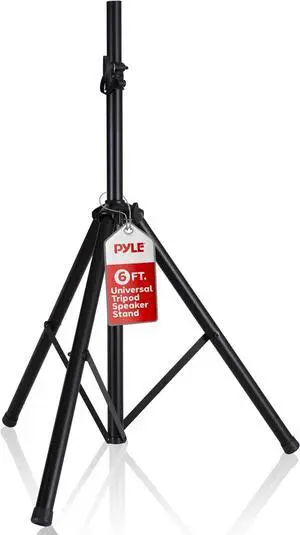 Universal Speaker Stand Mount Holder Heavy Duty Tripod w/ Adjustable Height from 40 to 71 and 35mm Compatible Insert Easy Mobility Safety Pin and Knob Tension Locking for Stability Black