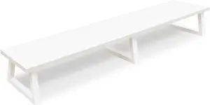 White Dual Monitor Riser for 2 Monitors -42inch Wood Desktop Dual Stand with Metal Legs Long Screen/PC/Laptop Storage Computer Shelf TV Holder Home Office