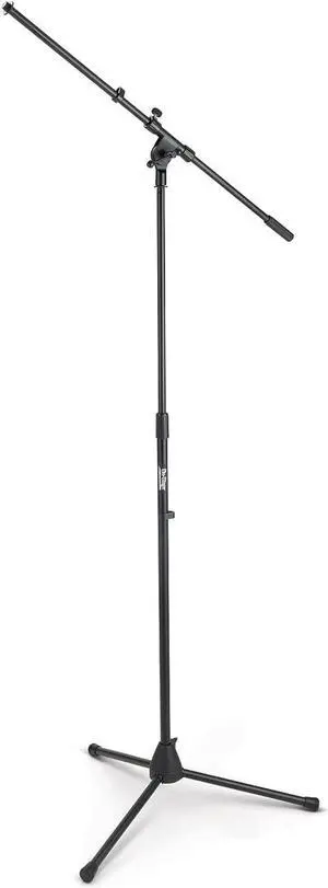 On-Stage MS7701B Euro Boom Mic Stand (For Vocal and Instrument Microphones Height-Adjustable Portable Rugged Lightweight Steel Standard Threading Folding Tripod Durable Black)