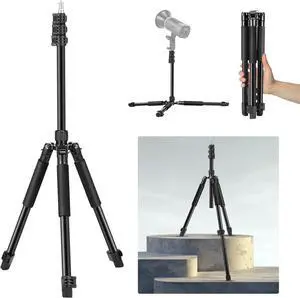 Photography Light Stand 1.5-6.4ft/47-195cm Aluminum Reversible Studio Lighting Tripod Portable Phone Video Stand w/ 1/4 Screw for Strobe Light Camera Softbox 6.6lb/3kg Load ST195