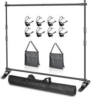 10 x 8ft (W x H) Adjustable Photo Backdrop Banner Stand with Telescopic Tubes Suitable for Trade Shows Professional Photography Booths and Step and Repeat Background Displays