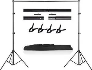 Photo Video Studio Photography Backdrop Stand 8 x 8 ft Adjustable Photo Background Holder Back Drop Banner Stand Support System Kit with Carry Bag