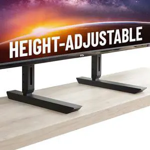 Universal Large TV Stand - Height Adjustable Base for TVs up to 77 - Wobble-Free Replacement Stand Works w/Any TV Including Vizio TCL  & More - Flat Design Compatible w/Soundbars