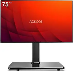 Tabletop Swivel TV Stand Universal TV Stand for 32-75 inch LCD/LED/OLED TV with Tilt 8 Levels Height Adjustable TV Mount Stand with Tempered Glass Base MAX VESA 4000x600mm Holds up to 99lbs