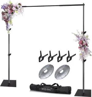Pipe and Drape Photography Backdrop Stand Kit Adjustable Photo Background Stand 10ft x 6.5ft with Metal Base for Parties Weddings Birthday Party Events Photo Booth