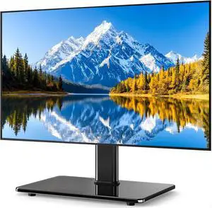 Universal Swivel TV Stand for 27-60 inch Curved/Flat Screen TVs Table Top TV Base Replacement Holds up to 88 lbs Height Adjustable TV Stand Mount with Tempered Glass Base MAX VESA 400x400mm