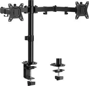 Dual Monitor Stand Heavy Duty Adjustable Monitor Desk Mount for 2 Screens up to 32 Inches Fully Adjustable Height Tilt Swivel Rotate Supports 17.6 lbs per Monitor Arm Easy Installation