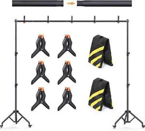Backdrop Stand with Wheels 10x7.5Ft (WxH) Photo Backdrop Stand Easy to Move Heavy Duty Back Drop Adjustable Stand for Parties Banner Stand Photography and Video Studios