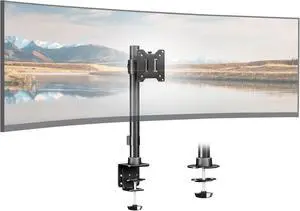 Monitor Arm Ultrawide Heavy Duty 17-49 Inch - Single Monitor Mount holds up to 44lbs Adjustable Desk Mount Stand VESA75/100mm Black