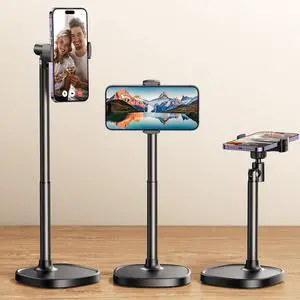 Phone Stand for Desk Angle Height Adjustable Phone Holder for Desk Aluminum Alloy Universal iPhone Holder Retractable Cell Phone Stand Recording Office for iPhone 16 15 Pro Max Plus