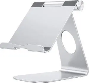 Tablet Stand Holder Adjustable T1 Desktop Aluminum Tablet Dock Cradle Compatible with iPad Air/Mini iPad 10.2/9.7 iPad Pro 11/12.9/13  Tab and More Up to 13 inch Silver