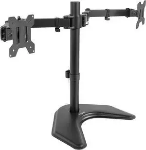 Dual LED LCD Monitor Mount Free-Standing Desk Stand for 2 Screens up to 32 Inch Heavy-Duty Fully Adjustable Arms with Max VESA 100x100mm Black STAND-V032F