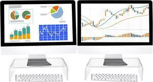 2 Pcs Acrylic Monitor Stand Desktop Video Acrylic Monitor Riser Desk Shelf Computer Stand for Laptop TV Computer Screen Desk Organizer Teachers Day Supplies (Clear 12 x 8 x 3 Inch)