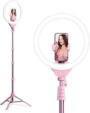 UBeesize 12'' Selfie Ring Light with 62 Tripod Stand for Video Recording, Live Streaming(YouTube, Instagram, TIK Tok), Compatible with Phones, Cameras and Webcams Pink