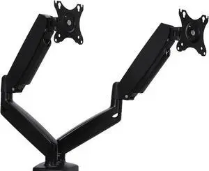 Dual Monitor Desk Mount for 2 Monitors Max 32 inch Screen Gas Spring Arm Stand with Clamp/Grommet Mounting Base VESA 75x75mm & 100x100mm Mounts Fit 4.4-17.6lbs Computer Black