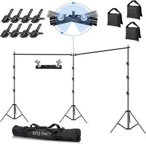 Photo Video Studio 20ft (Wide) x 10ft (Tall) Heavy Duty Adjustable Width & Length Photography Backdrop Stand Background Support System Kit with Spring Clamps Sandbags Carry Bag