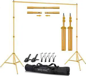 10ft x 7ft - Titanium Gold Adjustable Photography Backdrop Support System Photo Video Studio Background Stand Kit with Carry Bag for Portrait & Studio Photography