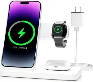 Wireless Charger Charging Station: 3 in 1 Charger Stand for  Multiple Devices Product for iPhone 16 15 14 Pro Max 13 12 11 for Watch 10 9 8 7 6 5 4 3 2 SE & Ultra for Airpods 4 3 2 Pro