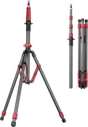 Light Stand Carbon Fiber Adjustable Tripod Stand for Photography 260cm/102inch Studio Sturdy Tripod for Speedlite Flash Softbox Strobe Light Camera with Carrying Bag