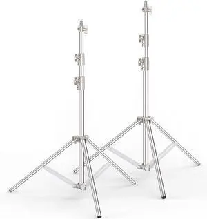 9.2 FT Stainless Steel Light Stand Photography 2 Pack Heavy Duty Photography Tripod Stand with 1/4 to 3/8 Screw Adapter for Strobe LED Video Light Ring Light Monolight Softbox
