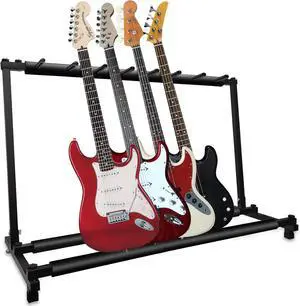 Multi Guitar Stand 7 Guitar Stand Rack Folding Guitar Stand Guitar Rack for Multiple Guitars for Acoustic Electric Guitar Bass Guitar Holder Stand Multiple Guitars Display (7 Holder)