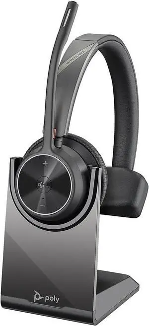 - Voyager 4310 UC Wireless Headset + Charge Stand (Plantronics) - Single-Ear Headset- Connect to PC/Mac via USB-A Bluetooth Adapter Cell Phone via Bluetooth-Works w/Teams (Certified) Zoom&More