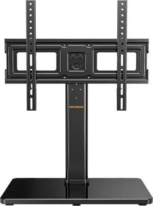 Perlegear Tabletop TV Stand, Universal TV Stand for 2360 Inch LCD LED OLED TVs, Height Adjustable TV Base Stand with Tempered Glass Base Cable Management,VESA 400x400mm, PGTVS02