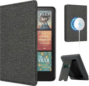 Stand Case for 7 Kindle Paperwhite 12th Gen 2024 and Kindle Colorsoft with Hand Strap - Compatible with iPhone MagSafe for /Belkin/Anker Wireless Charging Pads Durable Auto Sleep Wake