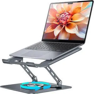 Laptop Stand 360° Rotating Foldable Adjustable Computer Stand for 8 to 17.3 inches Laptop & Tablet Carbon Steel 45LB Capacity Anti-Slip Ergonomic Design (Starry Gray)