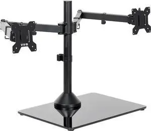Freestanding Dual Ultrawide Monitor Stand with Sleek Glass Base and Adjustable Arms 2 Screens up to 38 inches and 22 lbs Each Black STAND-V038FG