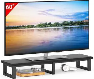 45 Large TV Riser for 32-60 inch TV TV Riser Stand Shelf with Steel Legs Tabletop TV Stand Riser for Home Office Black