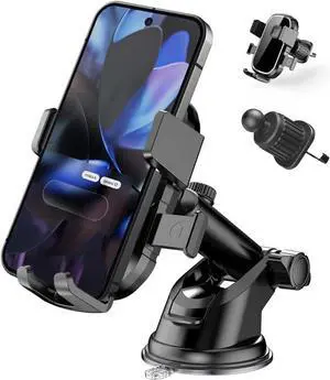 Upgraded 3-in-1 Phone Holders for Your Car Heavy-Duty Car Phone Mount for Dashboard Windshield & Vent Universal Cell Phone Holder for iPhone & Android