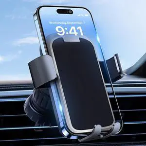 Car Phone Holder for Your with Metal Hook Clip Air Vent Cell Mount Fit iPhone Android and All Smartphones Holders Clip Mount Universal Automobile Cradle Smartphones Dark Black (YC-mirrors)