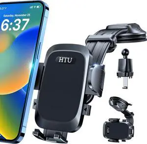 [True Military-Grade Car Phone Holder [2025 Upgraded Strongest Suction & Vent Clip] Cell Phone Car Mount for Dashboard Windshield Vent Truck Cradle Dash Stand (Black)