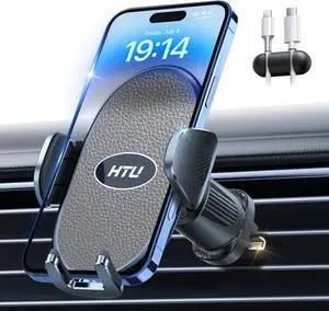 Military-Grade Car Phone Holder Strongest & Longest Steel-Hook Car Vent Mount Handsfree 360° Adjustable Automobile Cradle Air Clip Stand for iPhone 16 15 14 13 12 Pro Max  (Dark Grey)