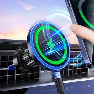 MagSafe Car Mount Charger 3 in 1 [LED RGB HandsFree] Wireless Car Charger Magnetic Phone Holders for Your Car- Fast Charging Car MagSafe Charger for iPhone 16/15/14/13/12 Series Gift for Men Women