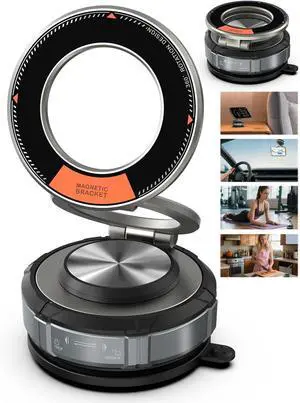 360° Adjustable Vacuum Suction Bracket for MagSafe Car Mount Vacuum Magnetic Phone Holder Cell Phone Holders for Your Car/Home/Travel Suction Car Mount for iPhone 16/15/14/13/12/Android