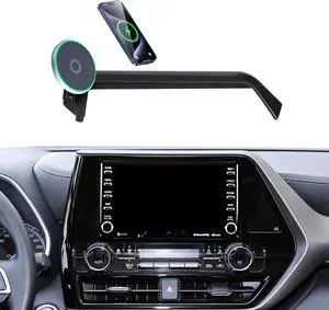 Car Phone Mount for 2020-2025 Toyota Highlander Accessories Apply to 8 Inch Touch Screen 15W Fast Wireless Charger Screen Fixed Clip Cell Phone Automobile Cradles Hands-Free