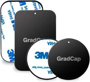 Metal Plate for Magnetic Phone Mount - 4 Packs Universal Ultra Thin Black Metal Disc w/Strong 3M Adhesive Sticker - Replacement Accessory Kit - 2 Rectangle (1.75x2.5) & 2 Round (1.5x1.5)